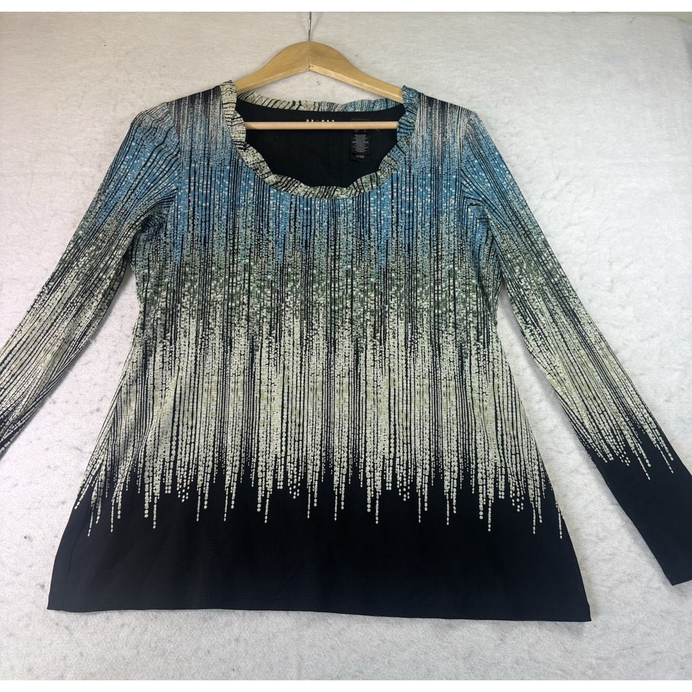 Vintage Axcess Womens Y2K Blouse Sz L Disco Stripe Party Stretch Top